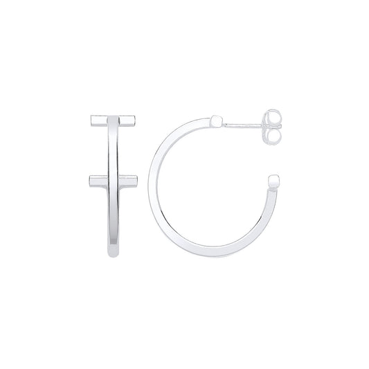 Silver T-hoop 20mm Earrings