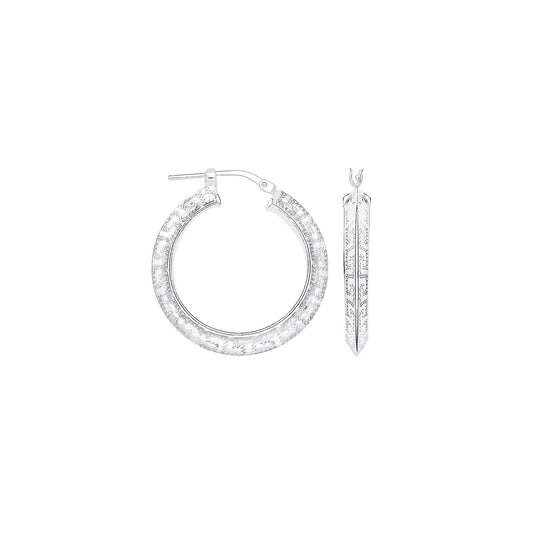 Silver Greek Key 20mm Hoop Earrings