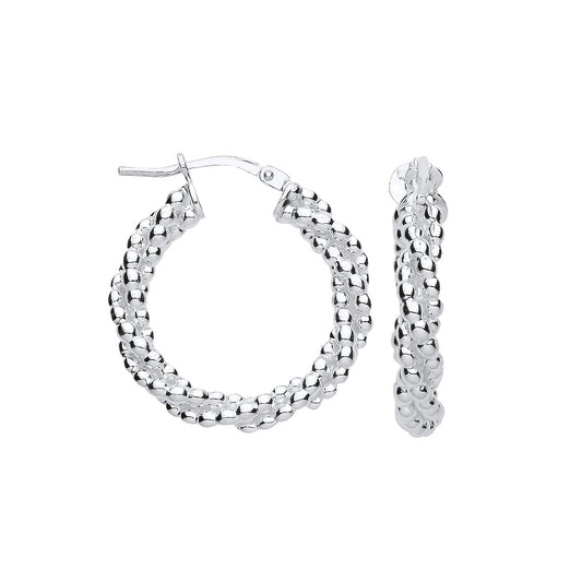 Silver 22mm Beaded Hoop Earrings