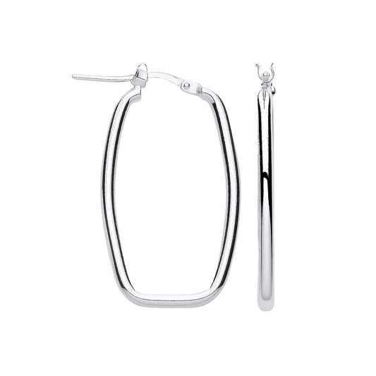 Silver Rectangular Creole Earrings