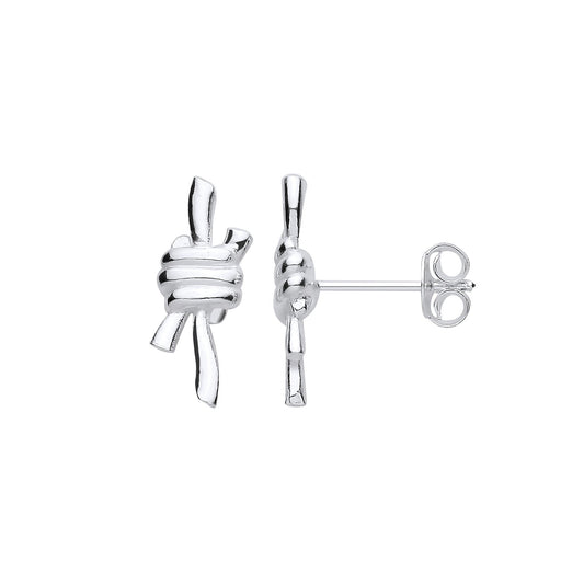 Silver Nautical Reef Knot Studs