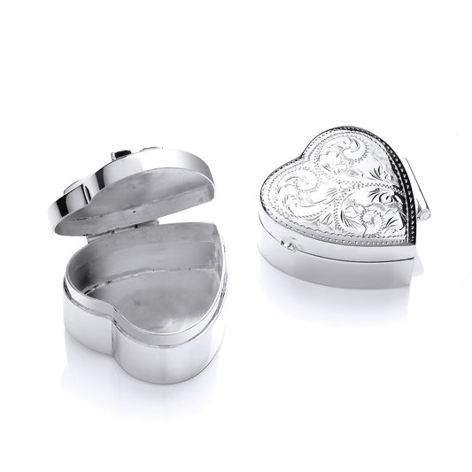Silver Trinket (pill) Heart Design Box