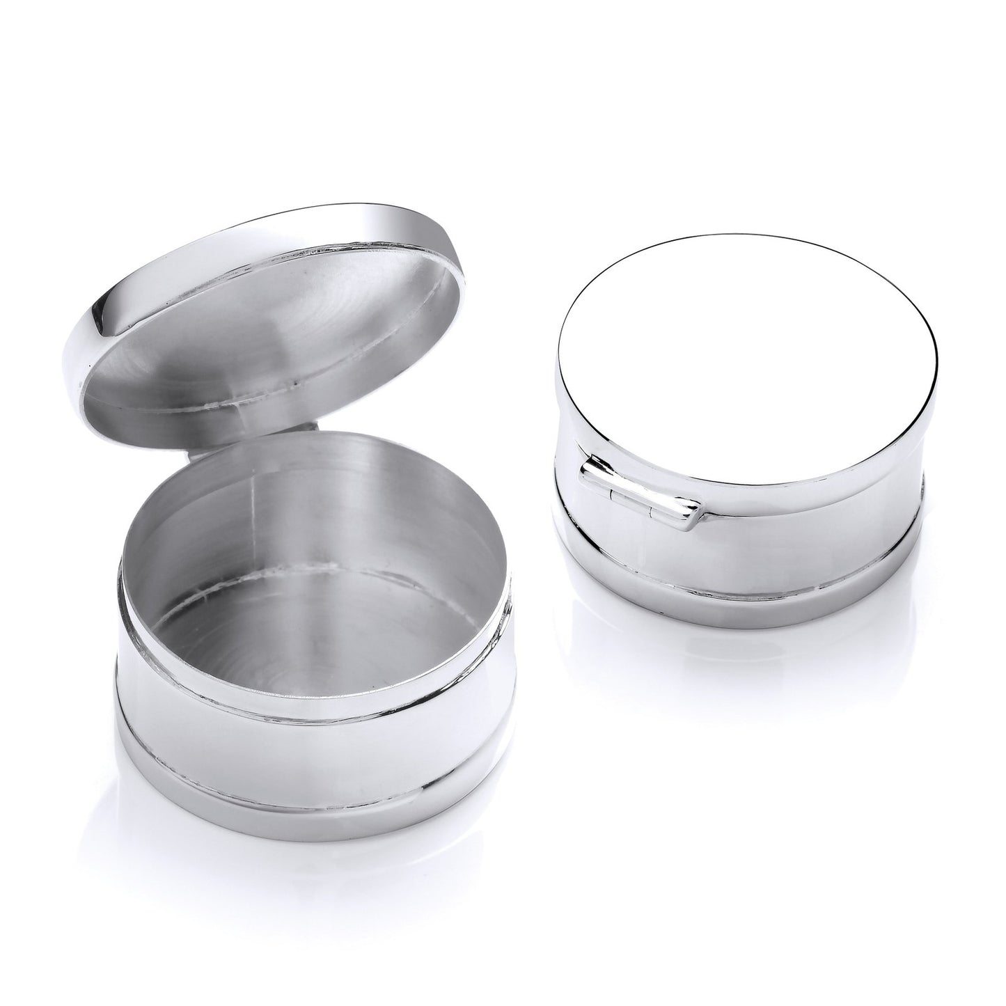 Silver Trinket (pill) Round Deep Plain Box