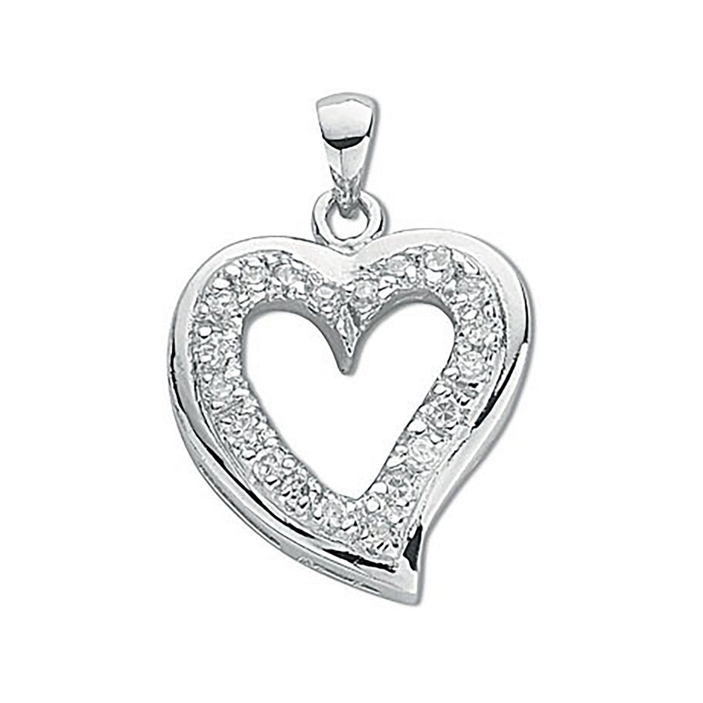 Silver Cubic Zirconia Heart Pendant