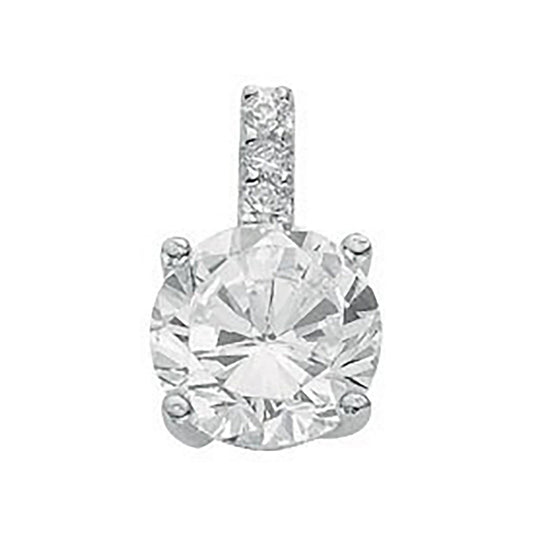 Silver Claw Set Cubic Zirconia Single Stone Pendant