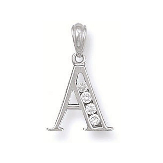 Silver Channel Set Cubic Zirconia Initial Pendant