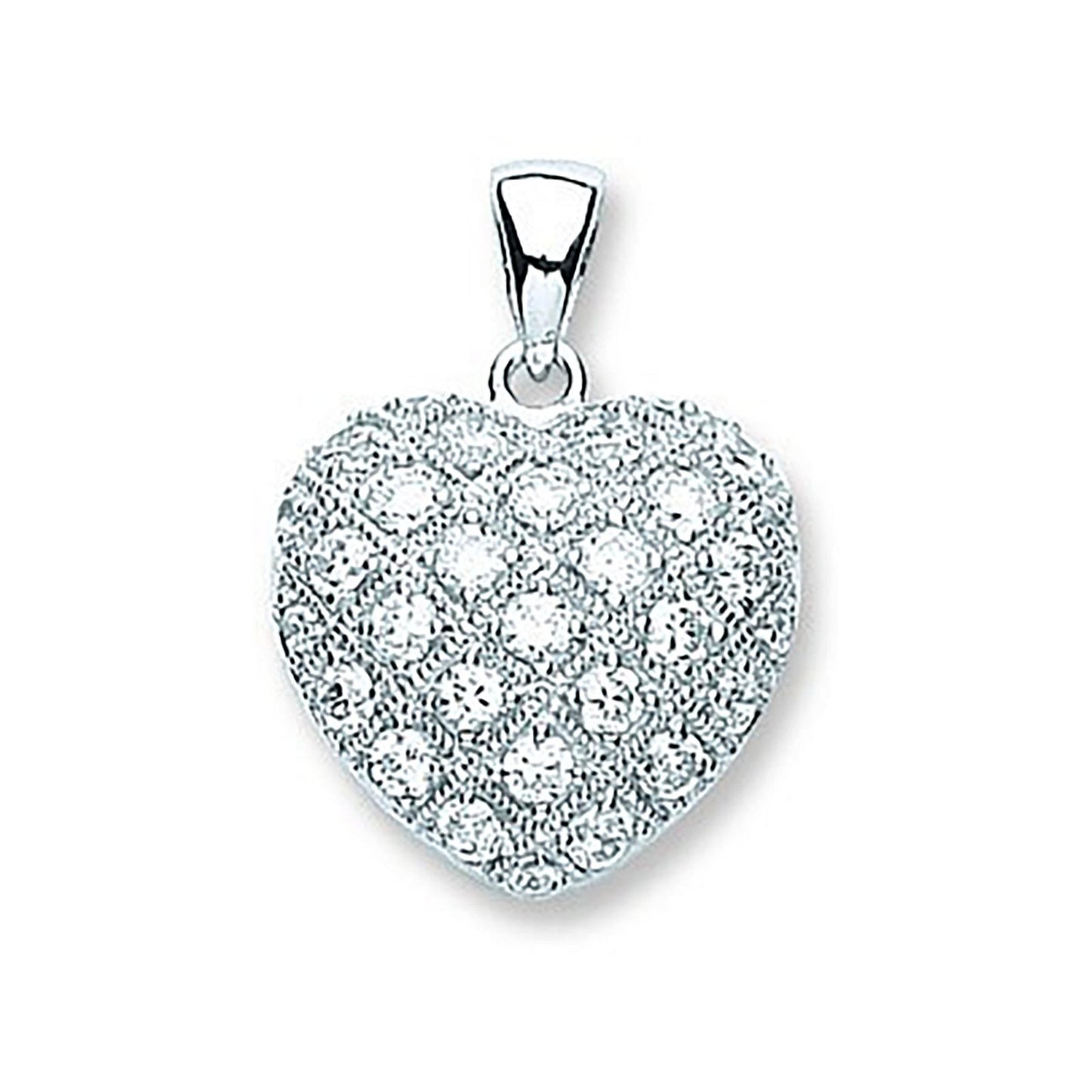 Silver Fancy Cubic Zirconia Heart Pendant