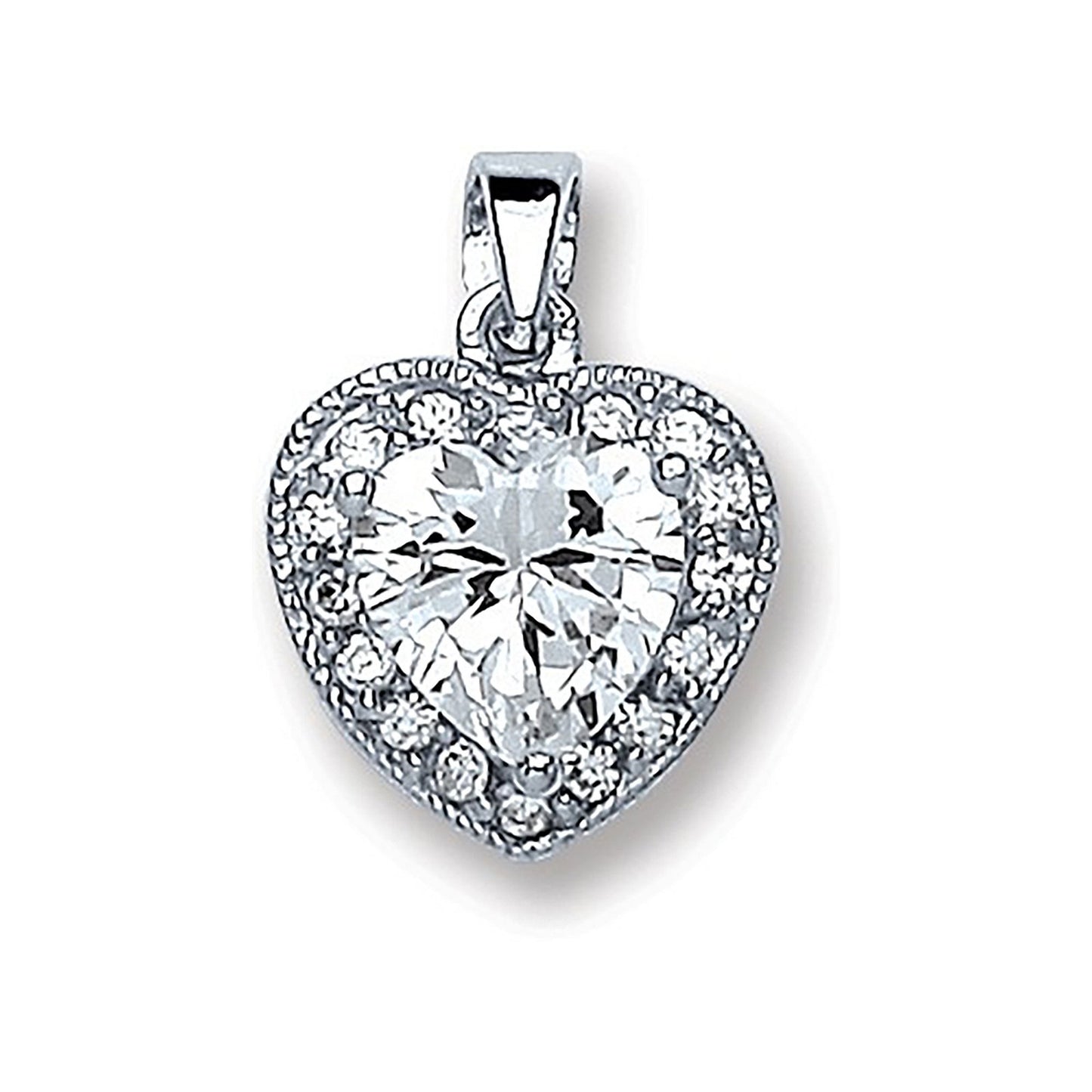 Silver Heart Cubic Zirconia Pendant