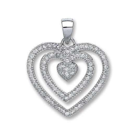 Silver Fancy Heart Cubic Zirconia Pendant