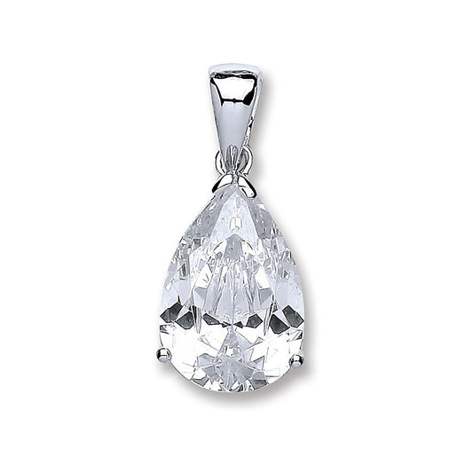 Silver S/s Pear Cubic Zirconia Pendant