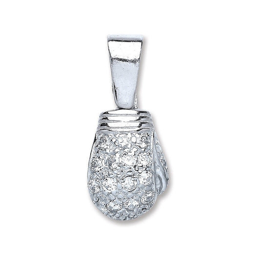 Silver Boxing Glove Cubic Zirconia Pendant