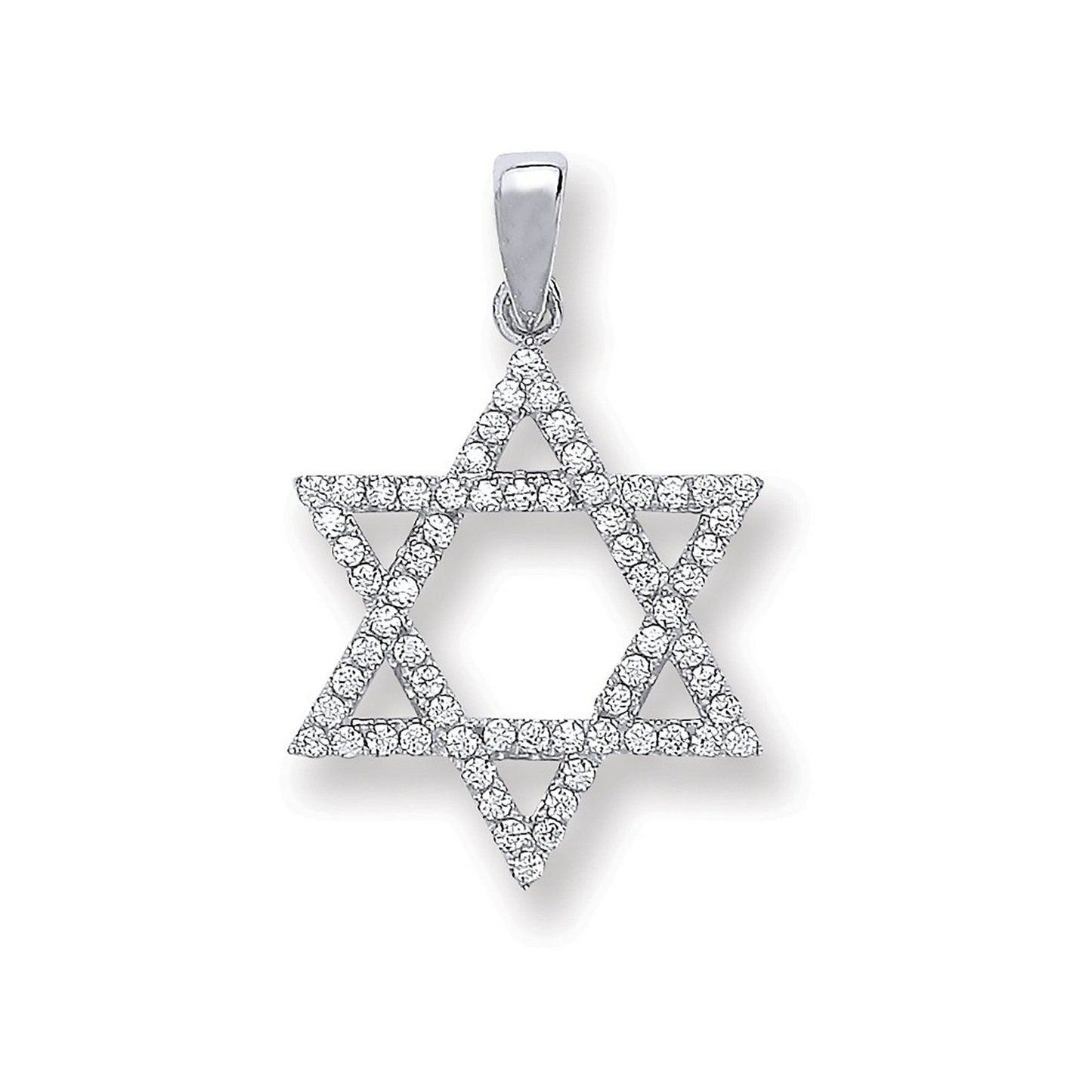Silver Cubic Zirconia Star Of David Pendant