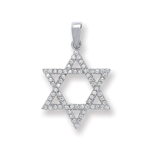 Silver Cubic Zirconia Star Of David Pendant