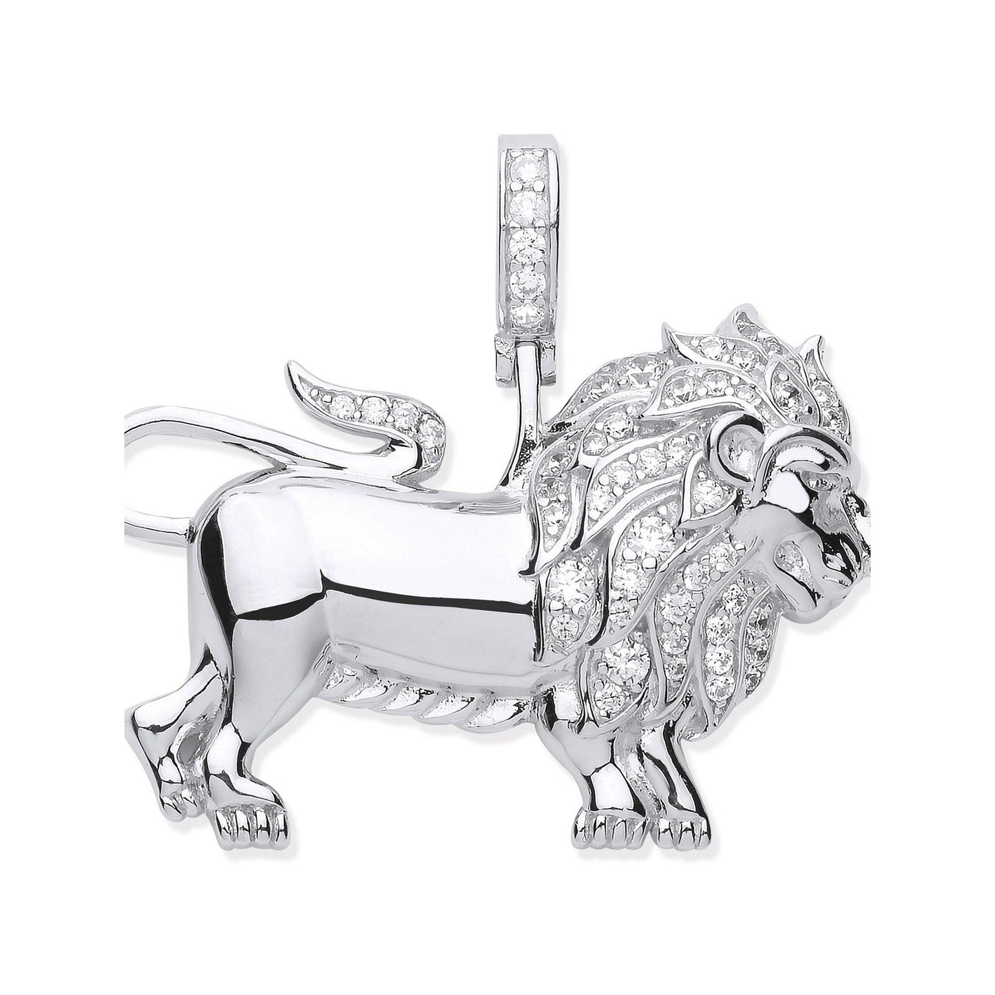 Silver Cubic Zirconia Lion Pendant