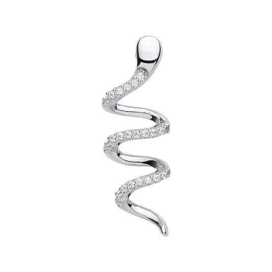 Silver Snake Cubic Zirconia Drop Pendant