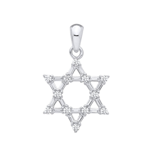 Silver Cubic Zirconias Star Of David Pendant