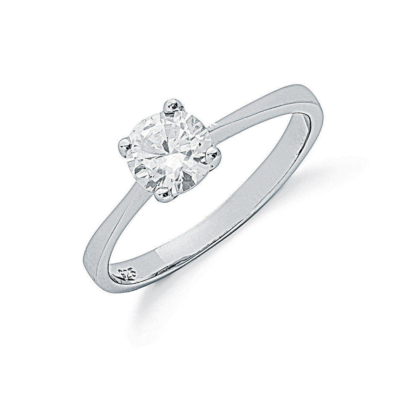 Silver Claw Set Cubic Zirconia Solitaire Ring