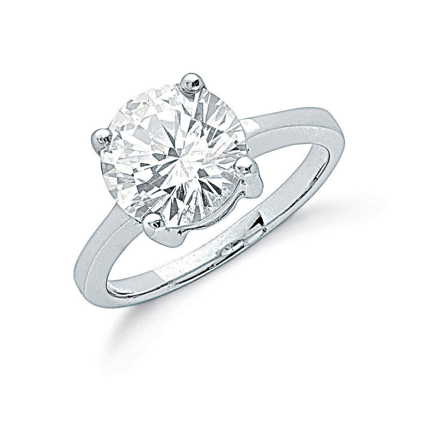 Silver Claw Set Cubic Zirconia Solitaire Ring
