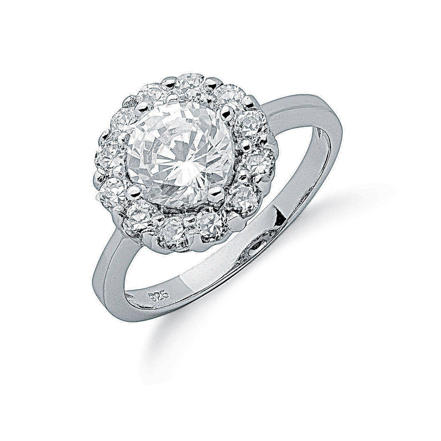Silver Claw Set Cubic Zirconia Cluster Ring