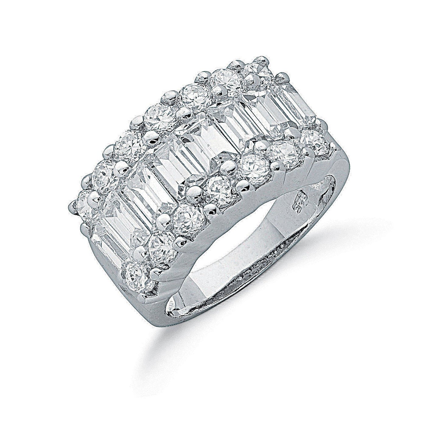 Silver Fancy Cubic Zirconia Half Eternity Ring