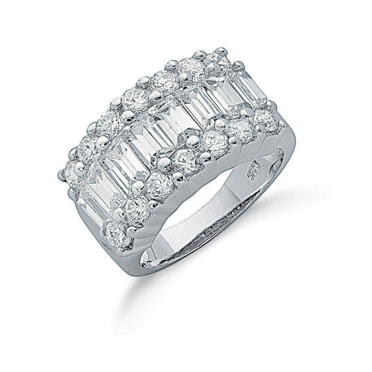 Silver Fancy Cubic Zirconia Half Eternity Ring