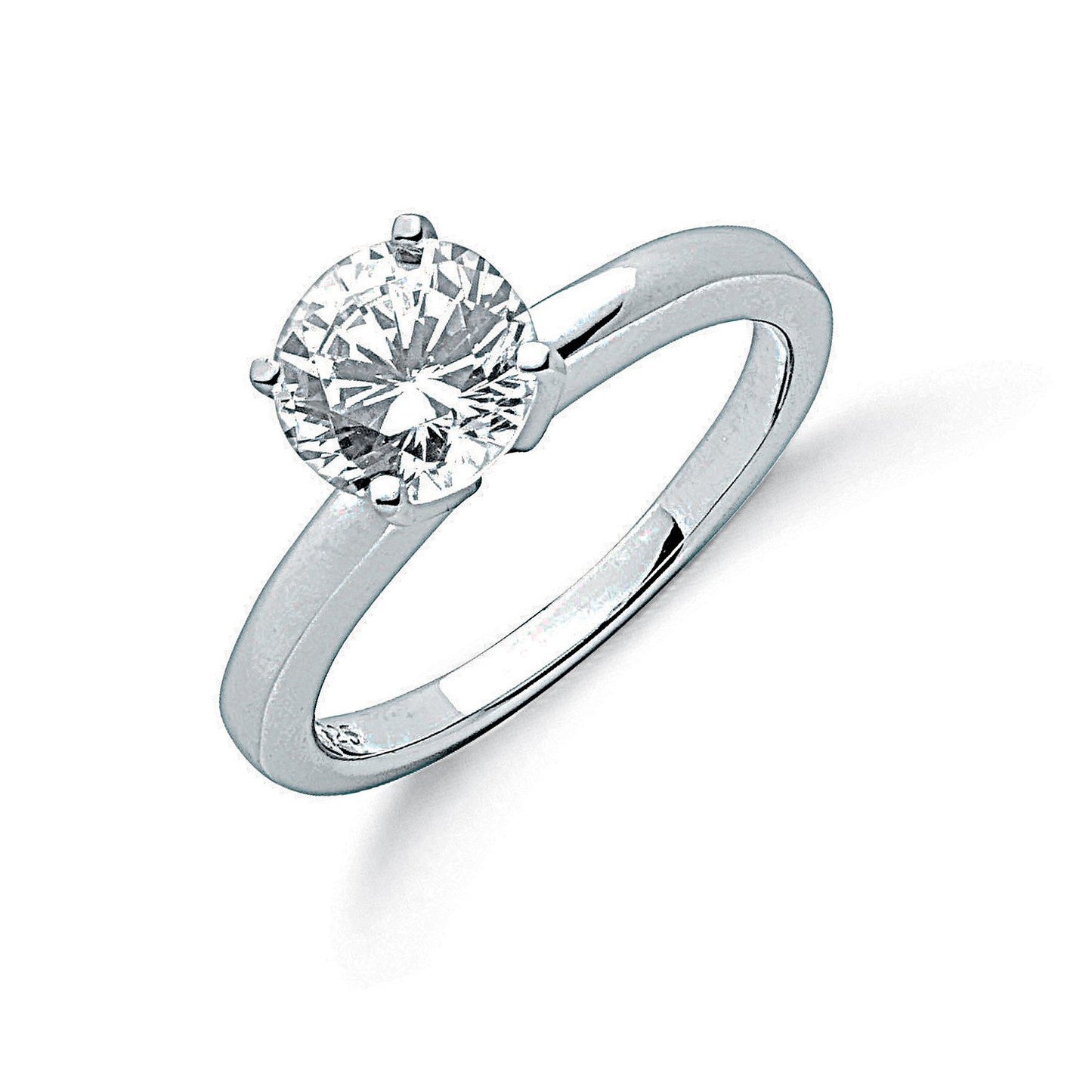 Silver Claw Set Cubic Zirconia Solitaire Ring