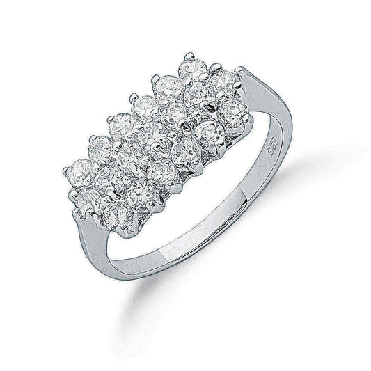 Silver Claw Set Cubic Zirconia Cluster Ring