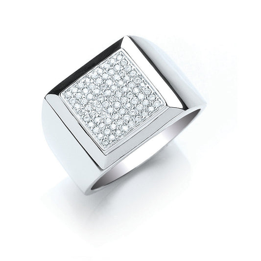Silver Gents Cubic Zirconia Ring