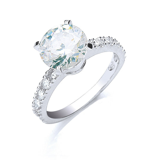 Silver Claw Set Cubic Zirconia Solitaire Ring