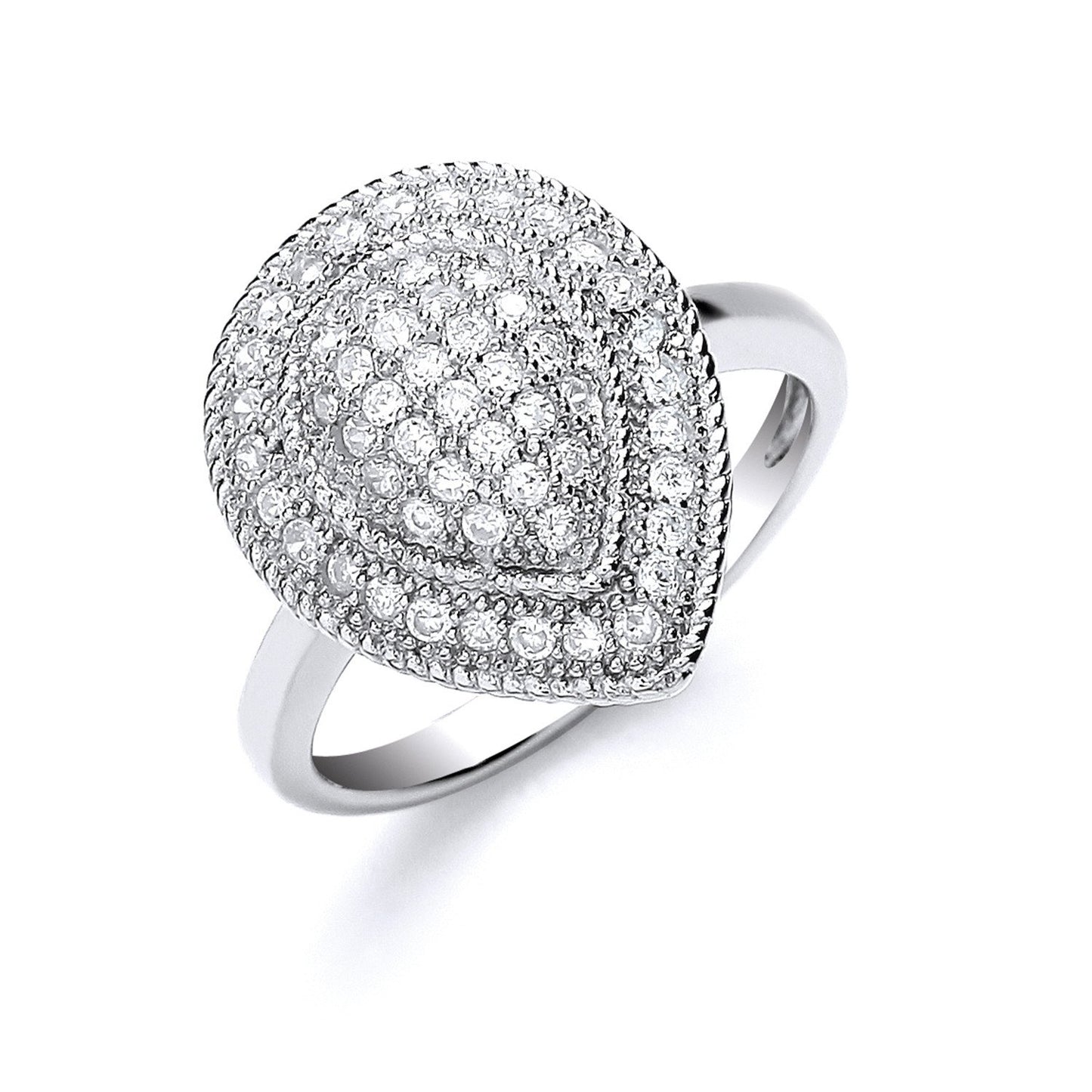 Silver Cluster Teardrop Shape Cubic Zirconia's Ring