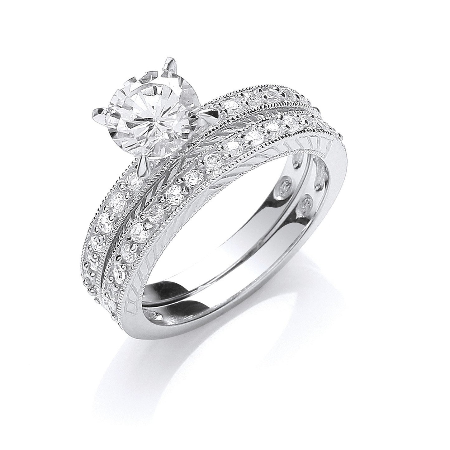 Silver Bridal Set Cubic Zirconia Rings