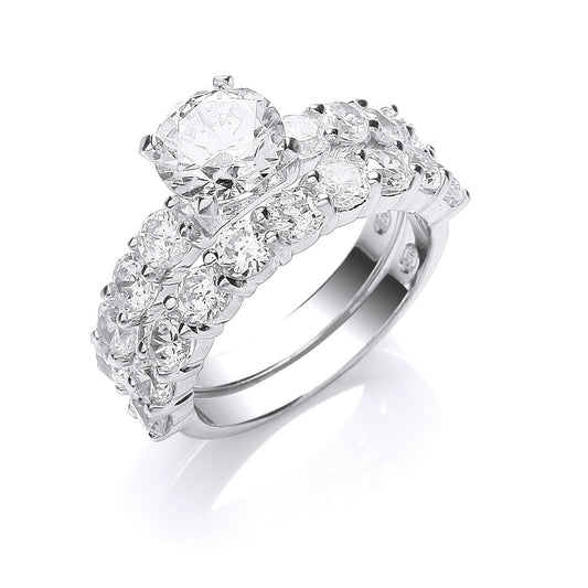 Silver Bridal Set Cubic Zirconia Rings