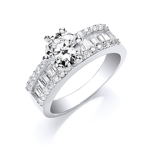 Silver Half Et With Cubic Zirconia In The Centre Ring