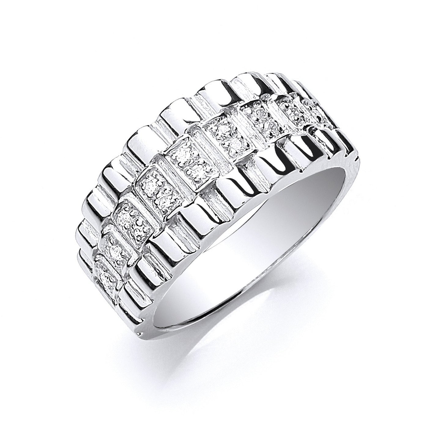Silver Gents Cubic Zirconia Ring