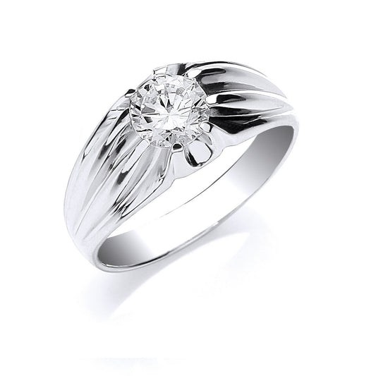Silver Gents S/s Cubic Zirconia Ring