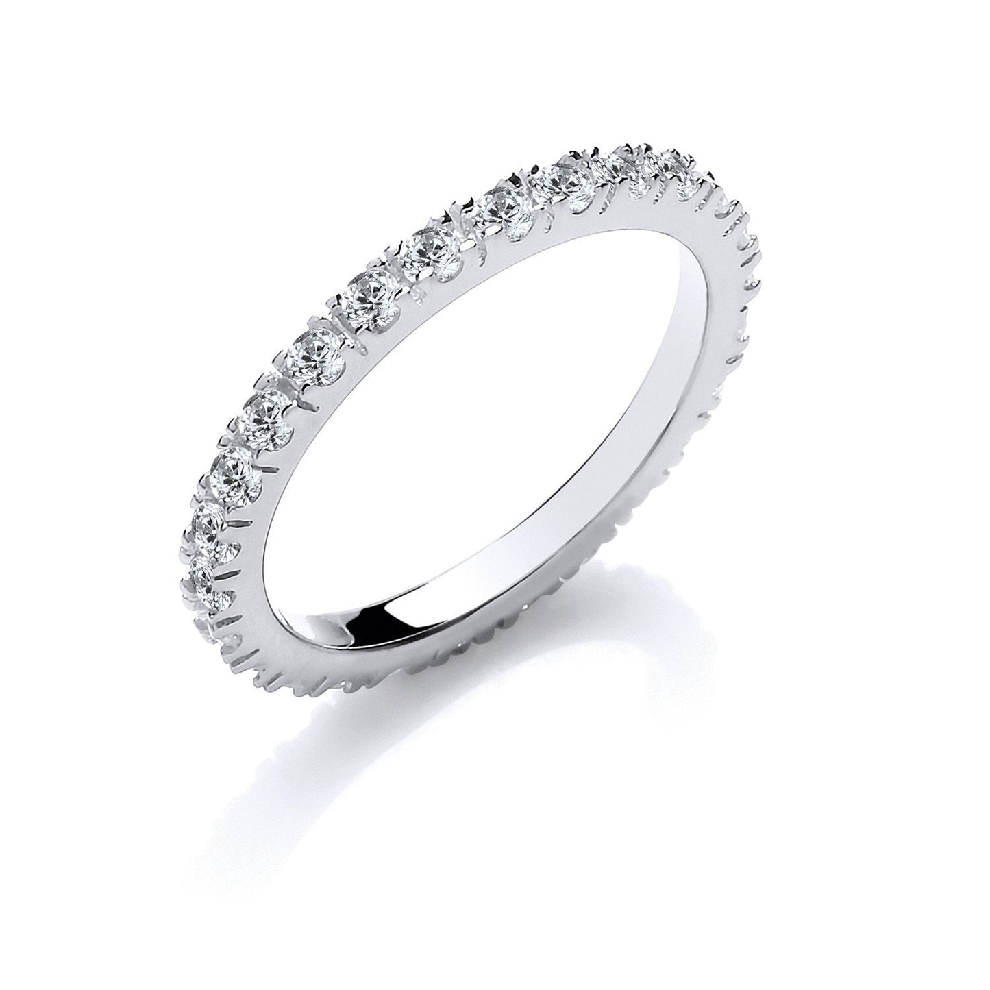 Silver Round Cubic Zirconia Full Et Single Row Ring