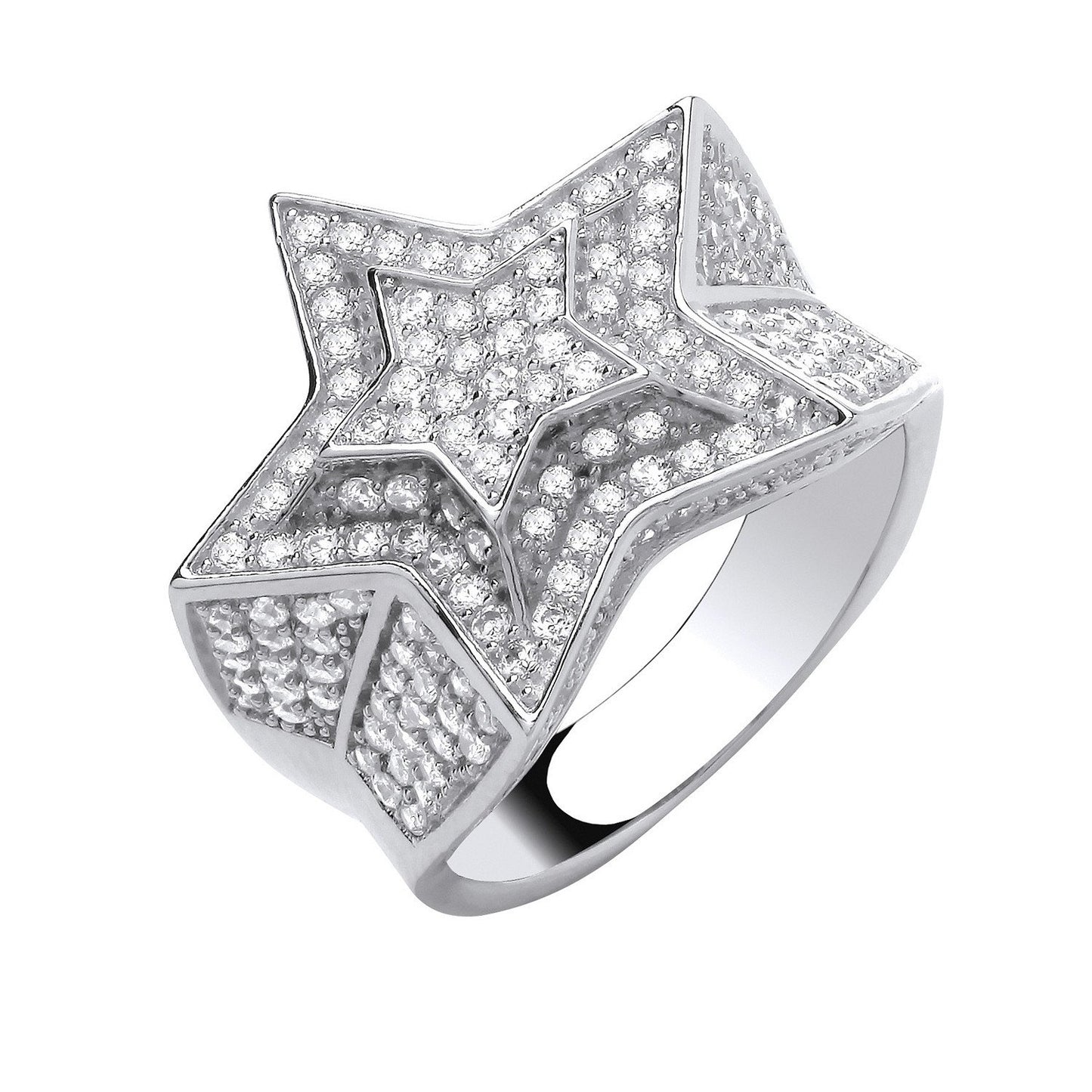 Silver 3d Star Ring