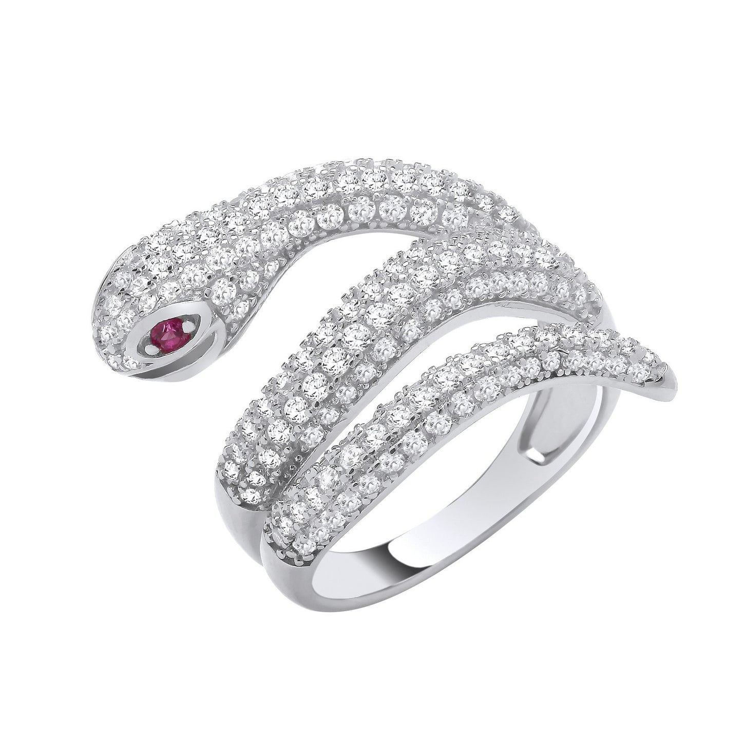 Silver Cubic Zirconia Snake Ring