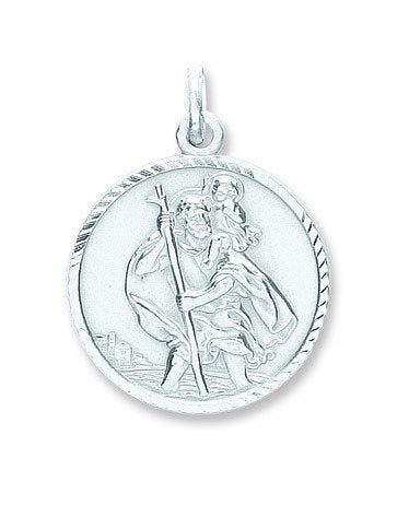 Silver St Christopher D/c, Plain Back Pendant