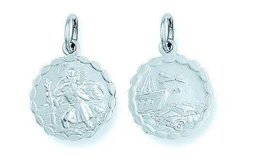Silver Double Sided Fancy St Christopher Pendant