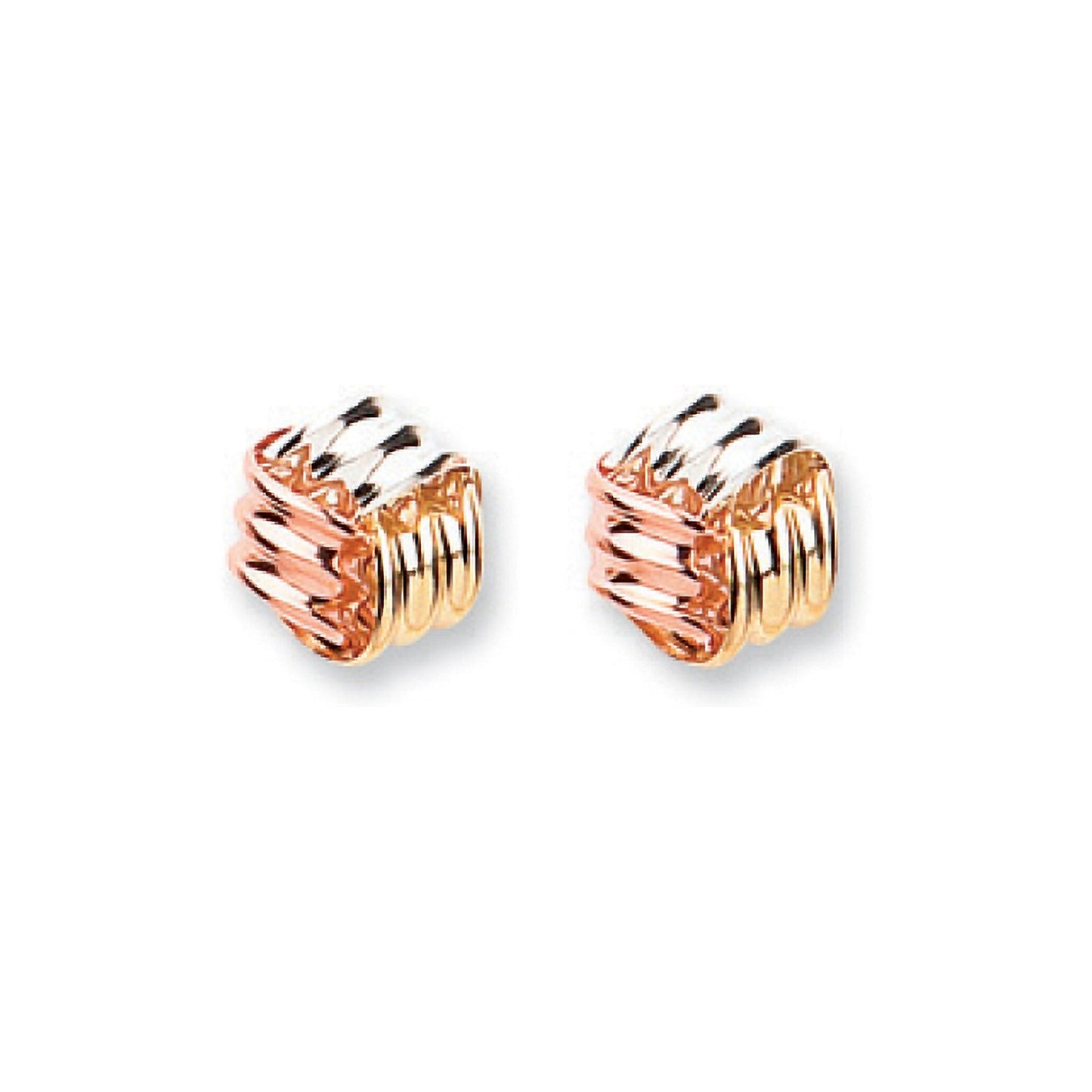 9ct Yellow White & Rose Gold Fancy Knot Studs