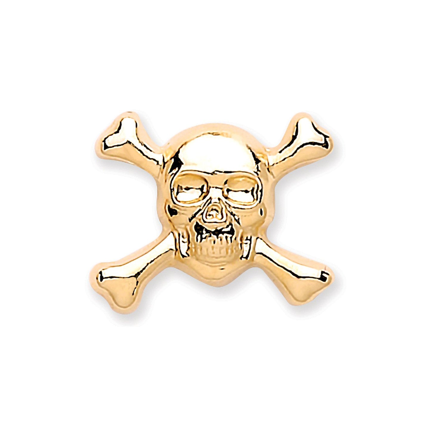 9ct Yellow Gold Skull & Crossbones Single Stud For Men