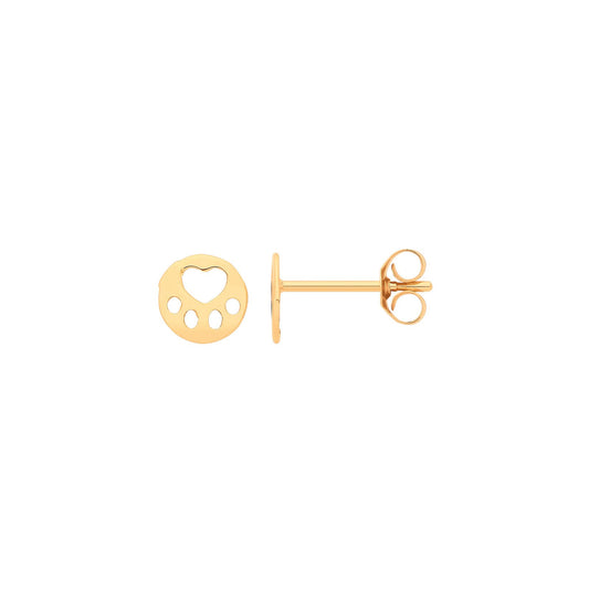 9ct Yellow Gold Paw Studs