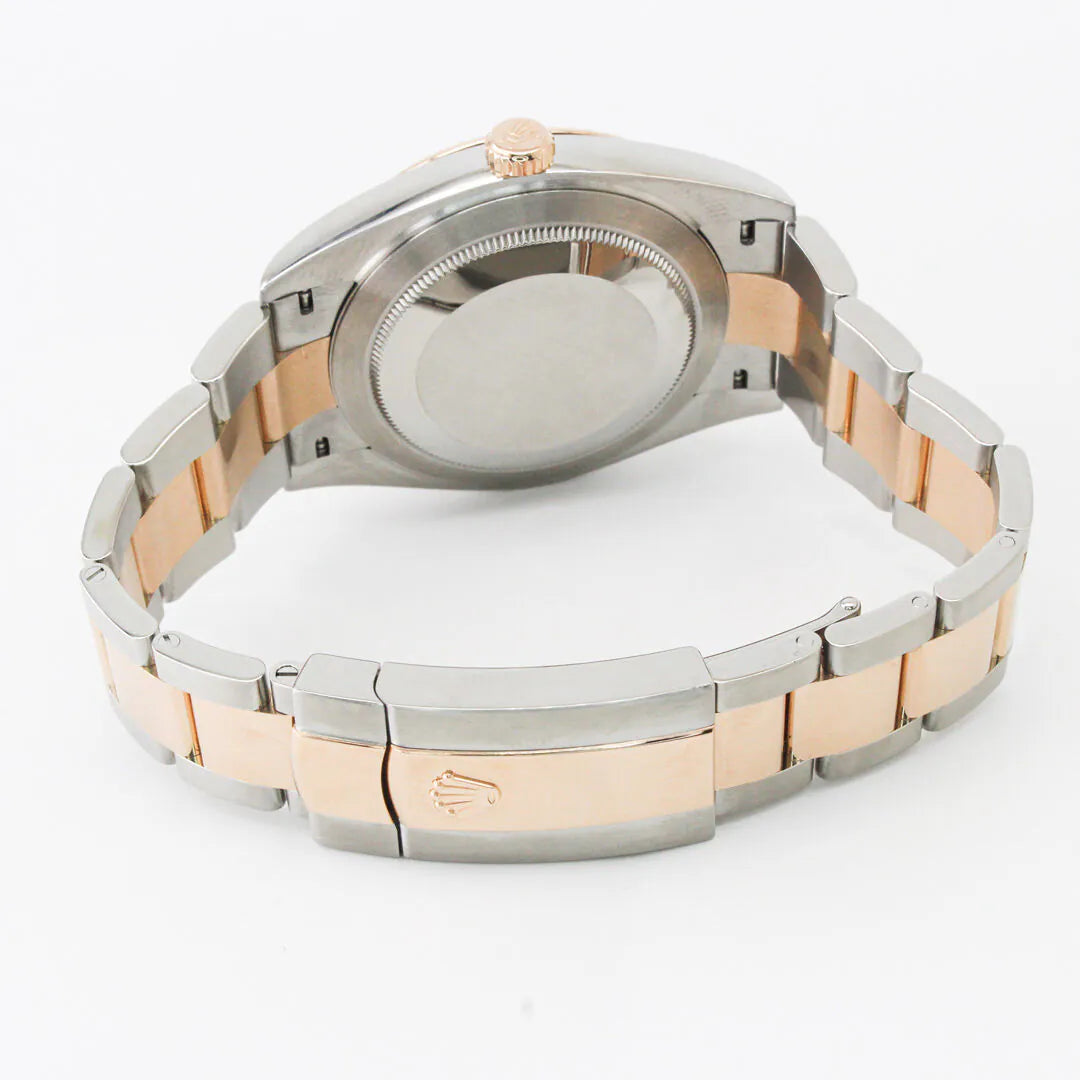 Rolex Datejust 41 126331 Watch – Chocolate Dial, Close-up of a two-tone metal watch on a white background