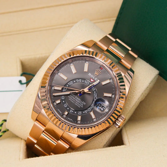 Rolex Sky-Dweller 326935 Rhodium Dial 18K Everose Gold Automatic Men’s Watch on Oyster Bracelet – 2019 Luxury Timepiece