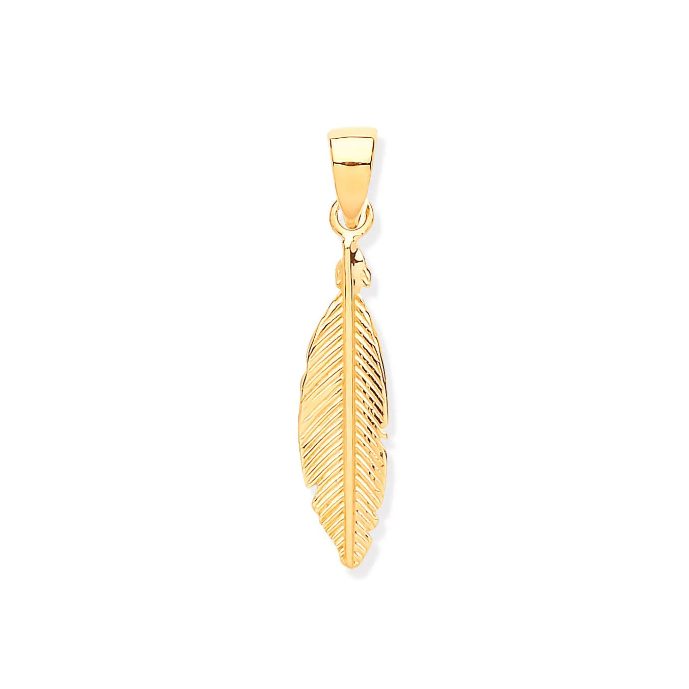 Yellow Gold Feather Leaf Pendant