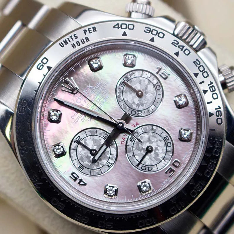 Rolex Daytona 116509 Tahitian Mother of Pearl Dial  Close-up of a luxury watch 