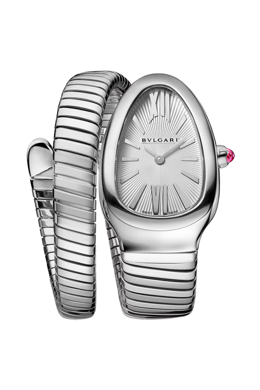 Bvlgari Serpenti Tubogas 101828 Small 35mm Stainless Steel White Dial Ladies Watch 2023 | Calibre of Time London
