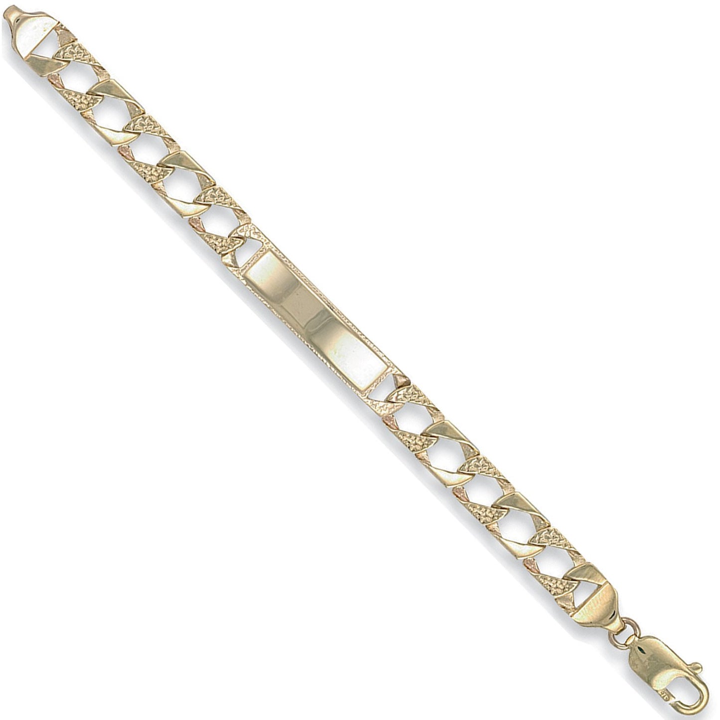 Yellow Gold Plain & Bark Casted Curb Baby Id Bracelet