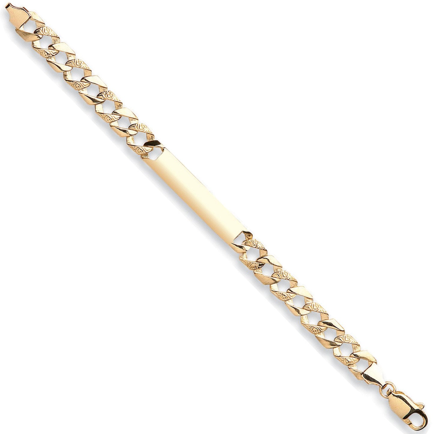 Yellow Gold Plain & Bark Casted Curb Baby Id Bracelet